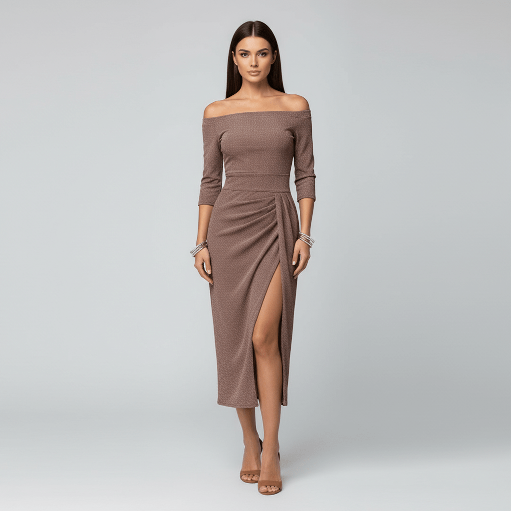 Kitty Elegant Off-Shoulder Wedding Guest Dress