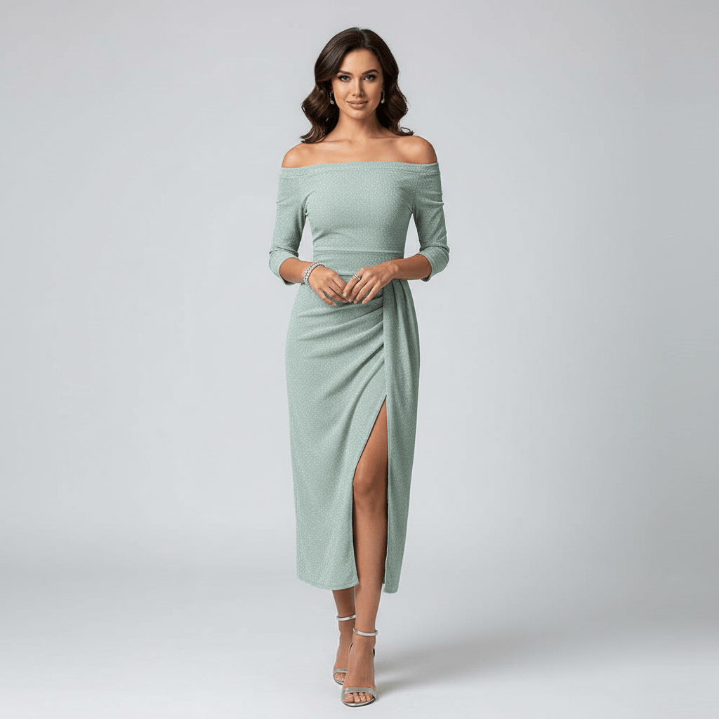 Kitty Elegant Off-Shoulder Wedding Guest Dress