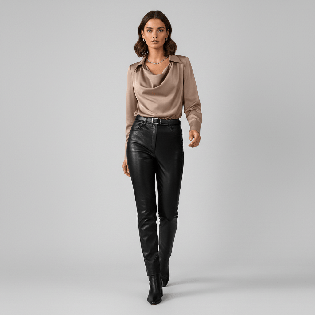 Lenora Cowl Neck Blouse with Long Sleeves for Women