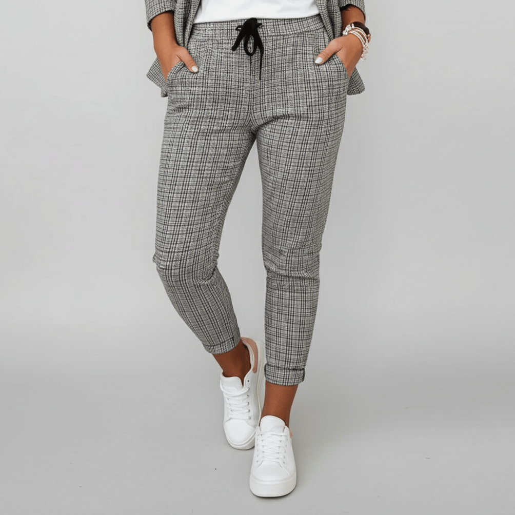 Moya Two Piece Set Plaid Blazer and Slim Fit Pants