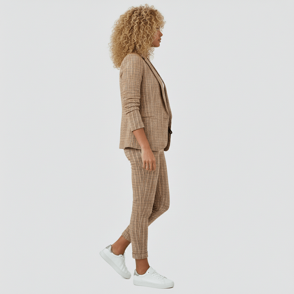 Moya Two Piece Set Plaid Blazer and Slim Fit Pants