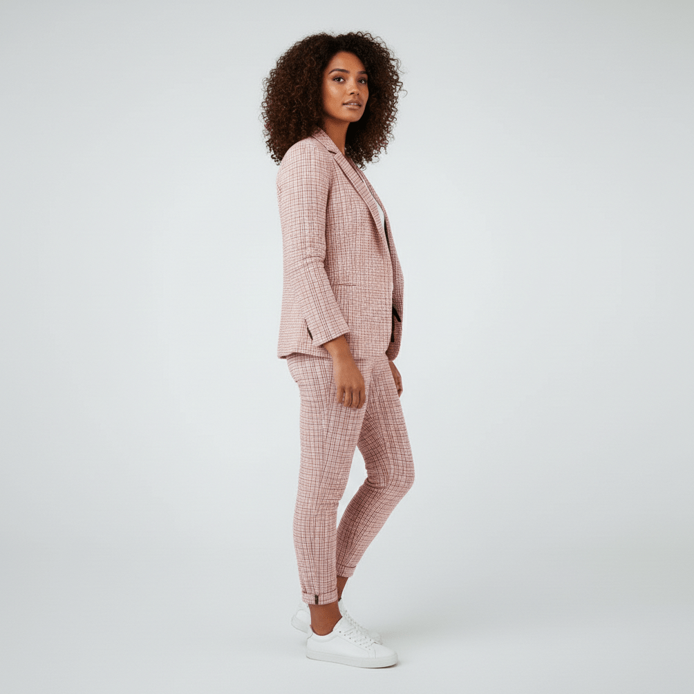Moya Two Piece Set Plaid Blazer and Slim Fit Pants