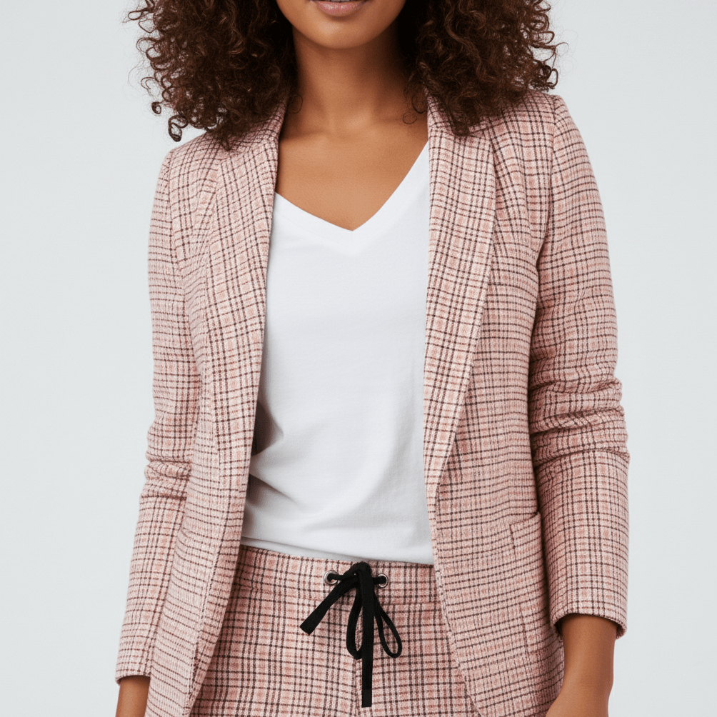 Moya Two Piece Set Plaid Blazer and Slim Fit Pants