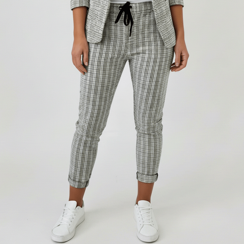 Moya Two Piece Set Plaid Blazer and Slim Fit Pants