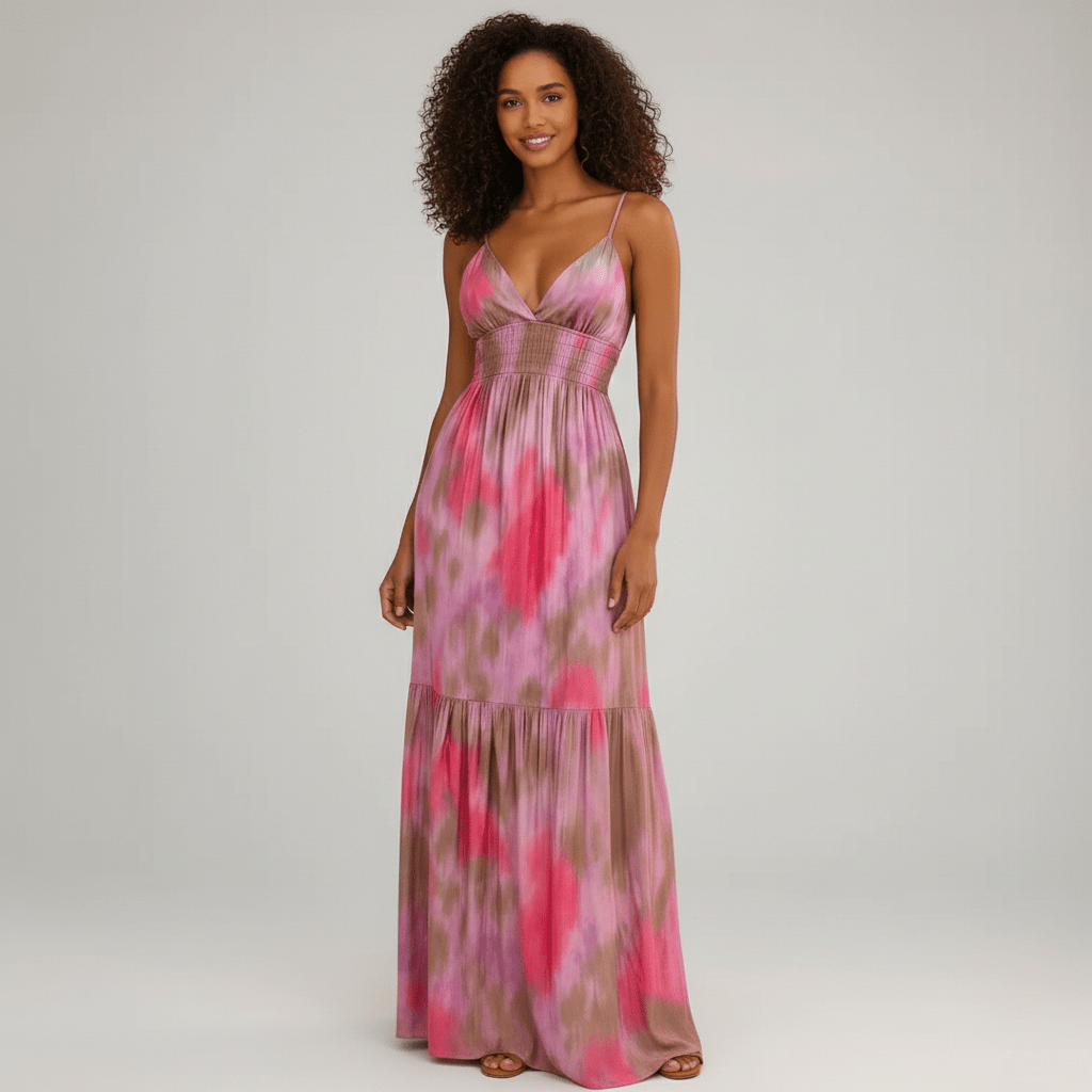 Nica Spaghetti Strap Maxi Dress with Smocked Waist