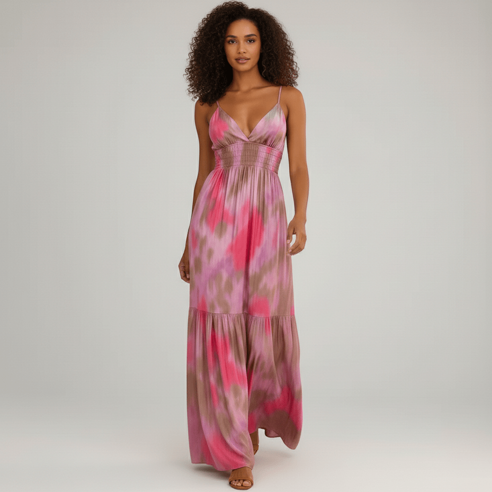Nica Spaghetti Strap Maxi Dress with Smocked Waist