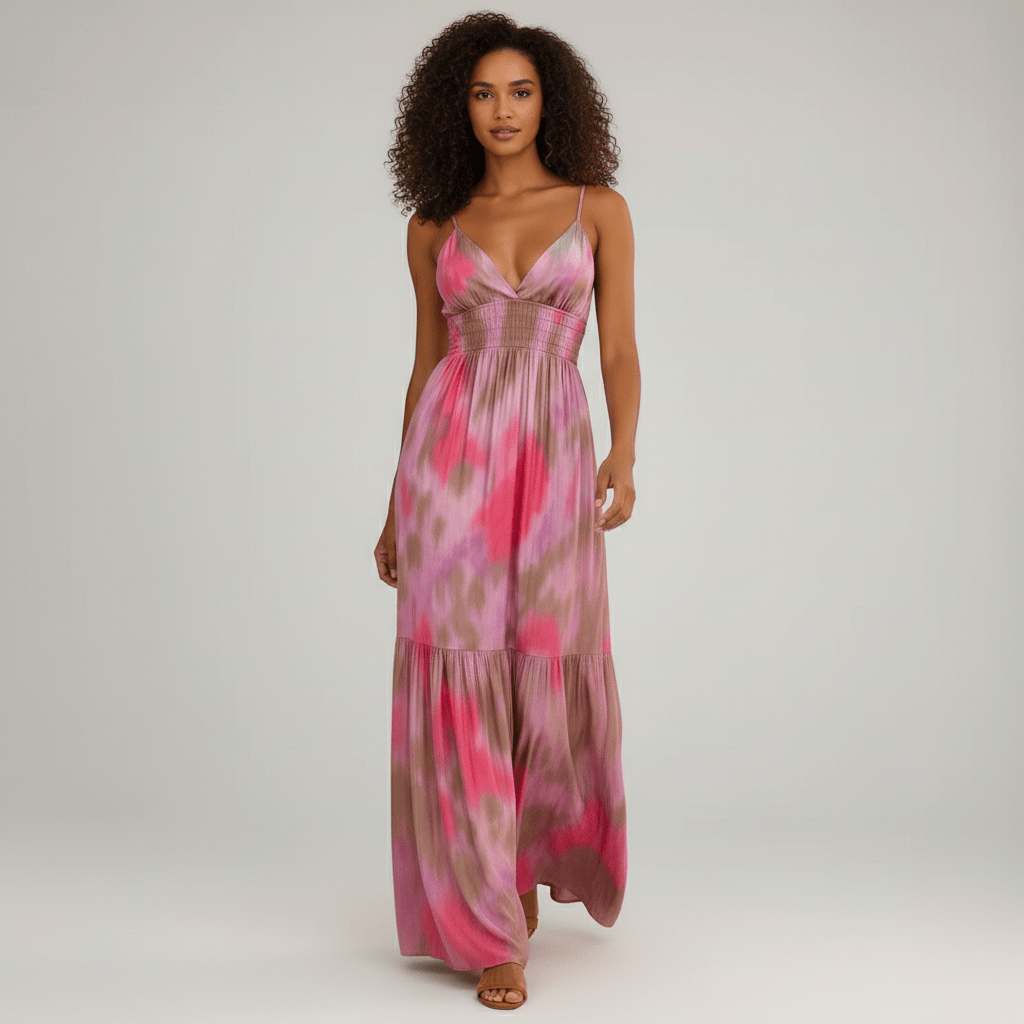 Nica Spaghetti Strap Maxi Dress with Smocked Waist