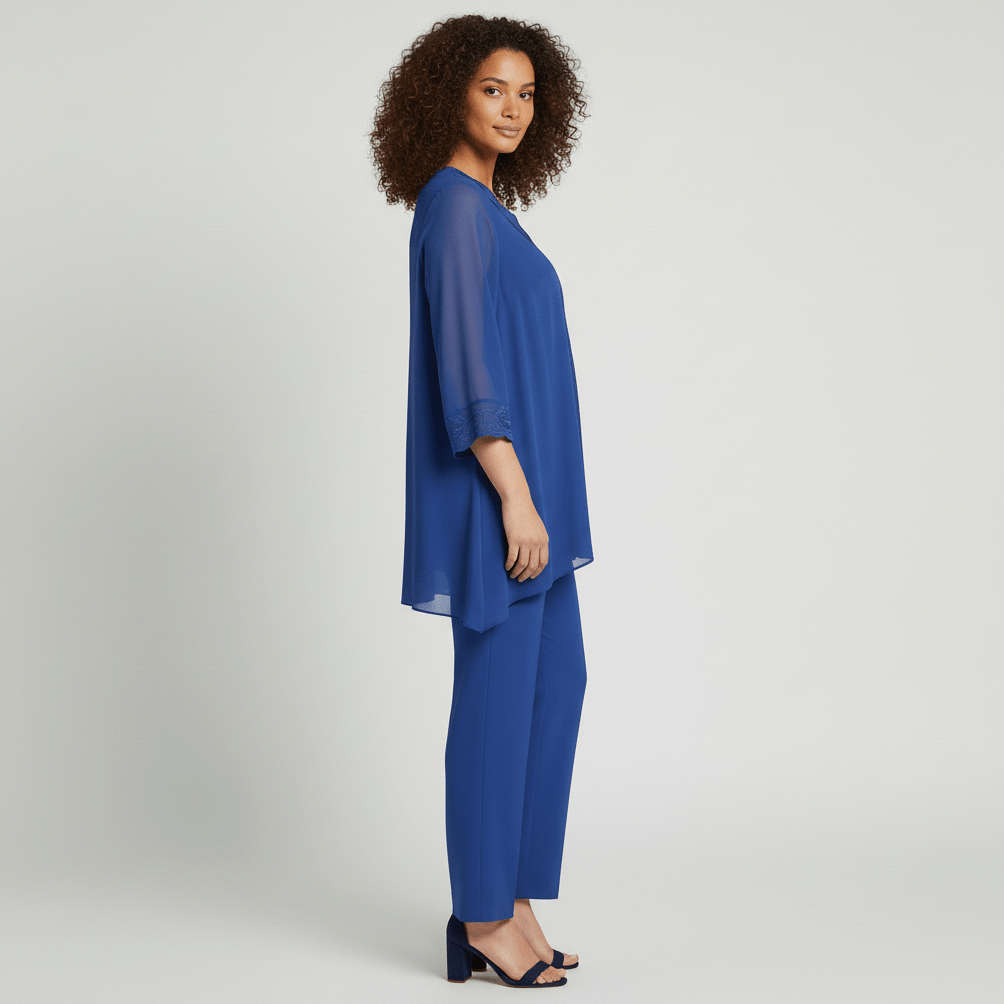 Nichola Two Piece Set with Embroidered Tunic and Straight Pants