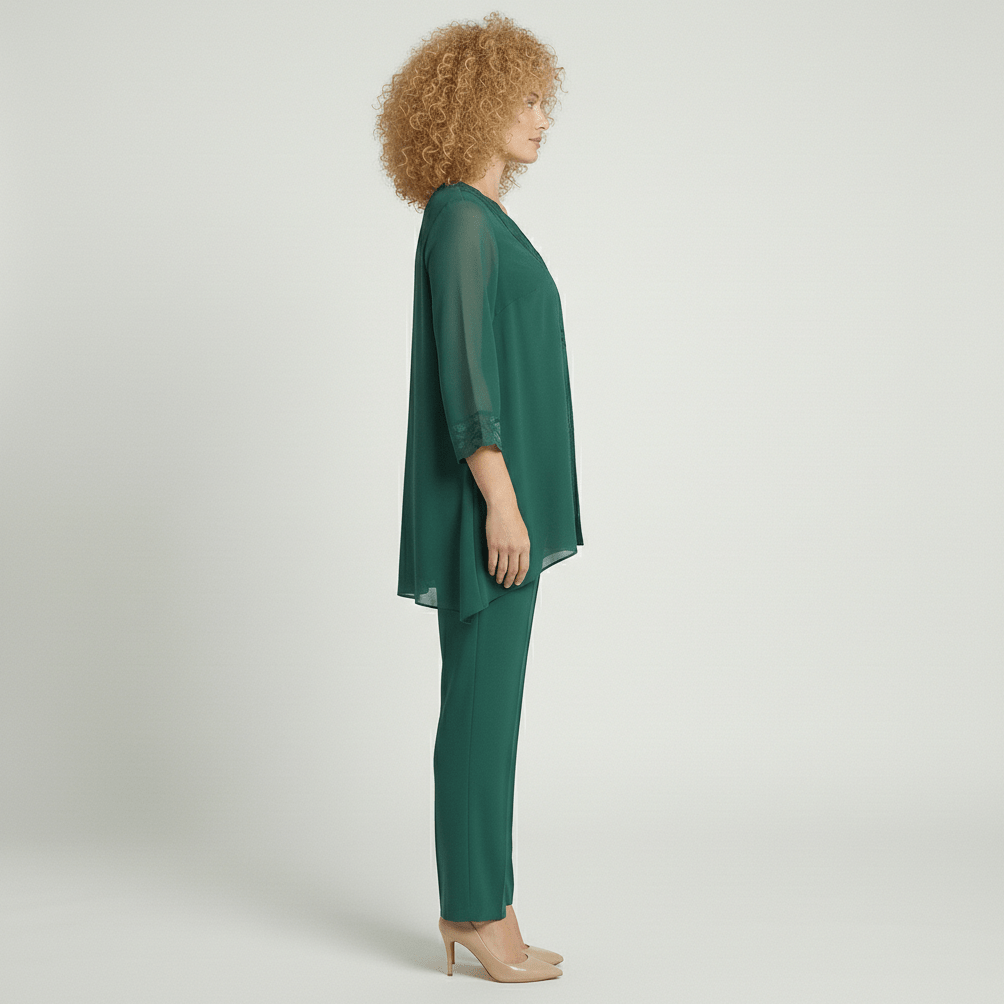 Nichola Two Piece Set with Embroidered Tunic and Straight Pants