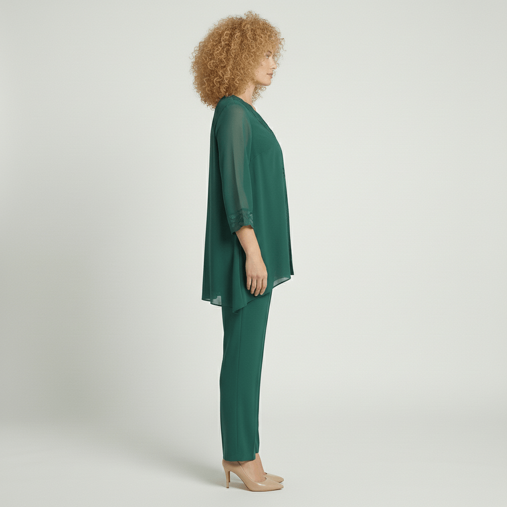 Nichola Two Piece Set with Embroidered Tunic and Straight Pants