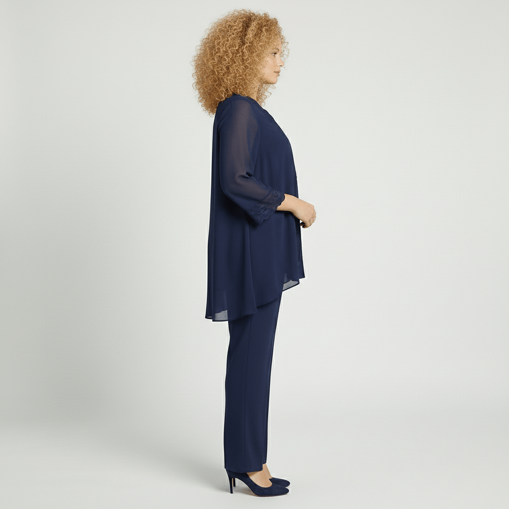 Nichola Two Piece Set with Embroidered Tunic and Straight Pants