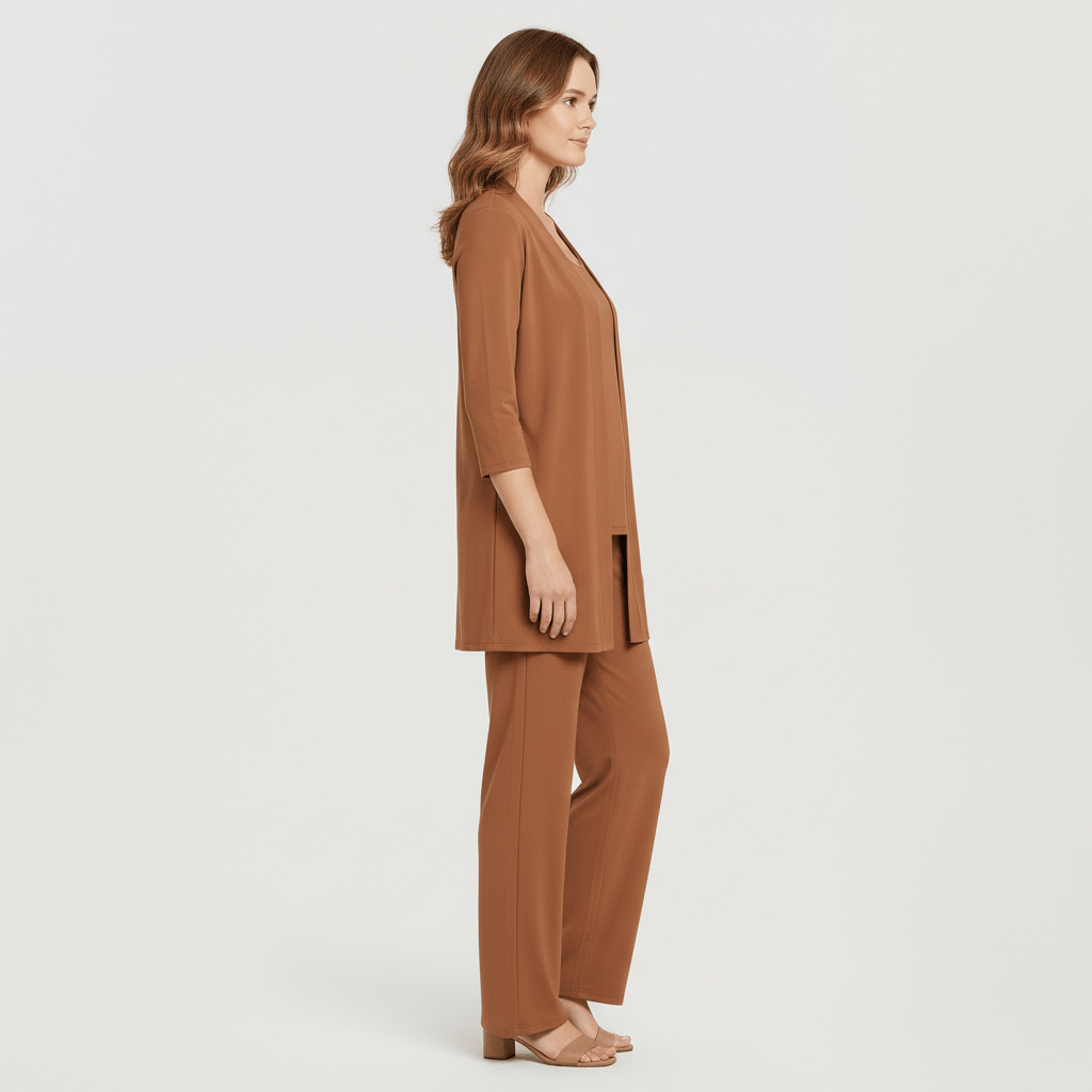 Ruth Two Piece Set Open Front Cardigan and Wide-Leg