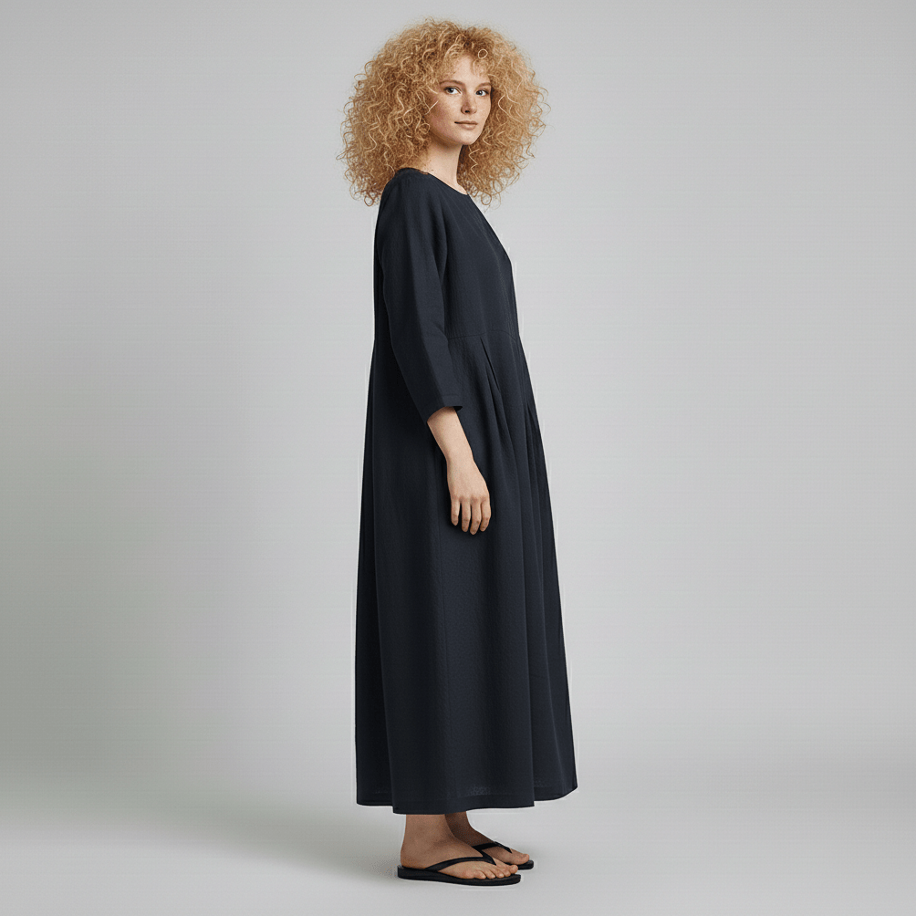 Shirley Round Neck Oversized Maxi Dress for Women with Side Pockets
