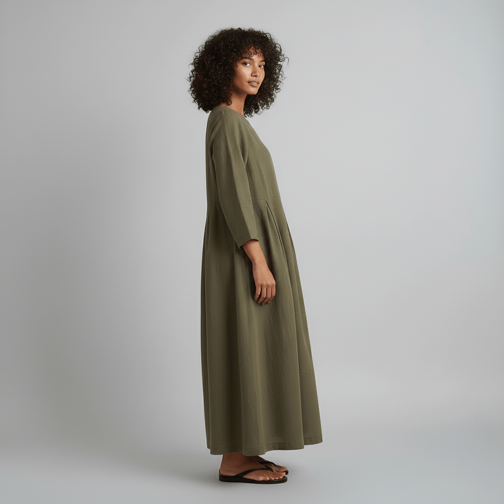 Shirley Round Neck Oversized Maxi Dress for Women with Side Pockets