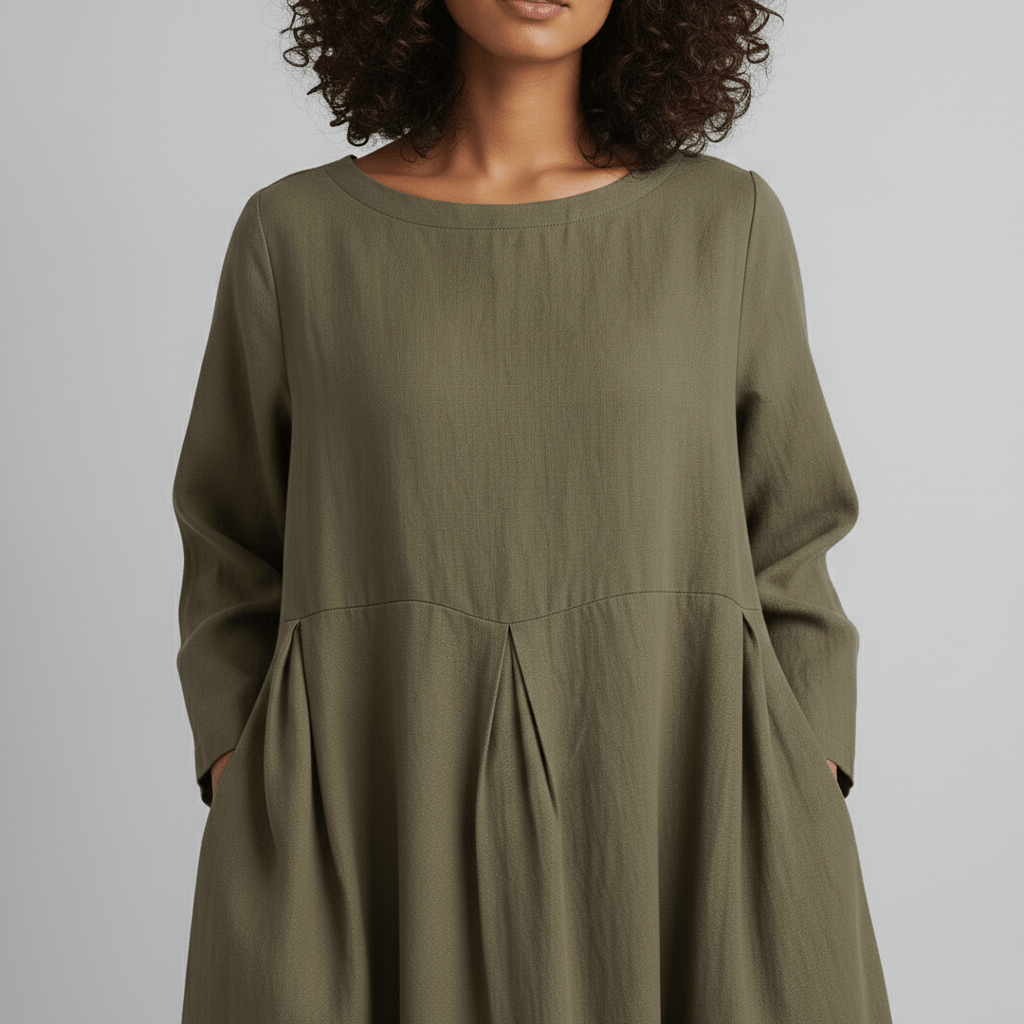 Shirley Round Neck Oversized Maxi Dress for Women with Side Pockets