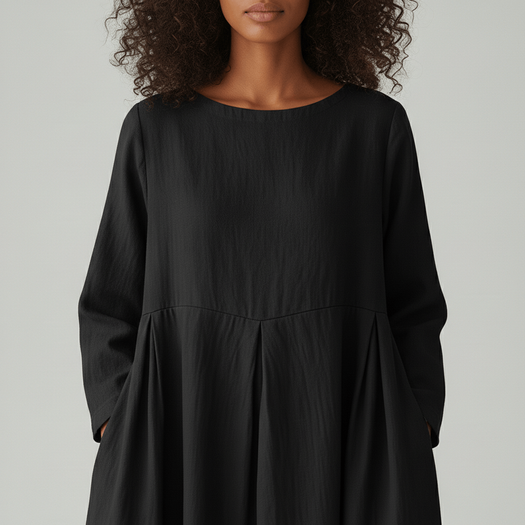 Shirley Round Neck Oversized Maxi Dress for Women with Side Pockets