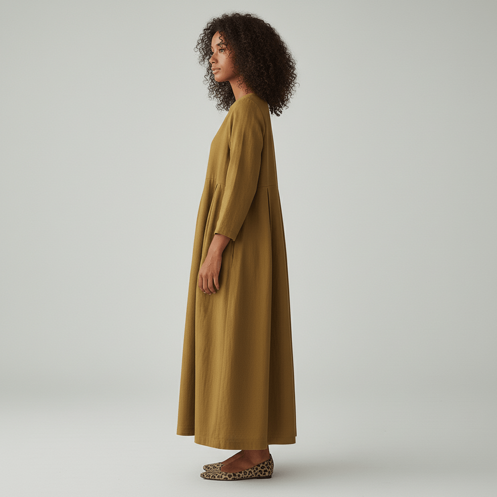 Shirley Round Neck Oversized Maxi Dress for Women with Side Pockets
