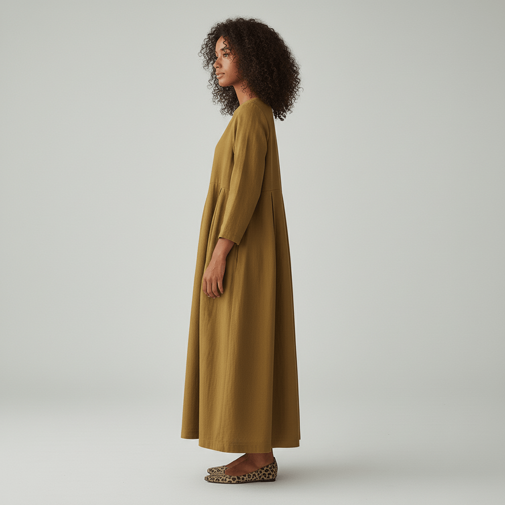 Shirley Round Neck Oversized Maxi Dress for Women with Side Pockets