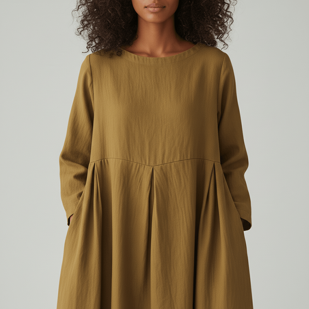 Shirley Round Neck Oversized Maxi Dress for Women with Side Pockets