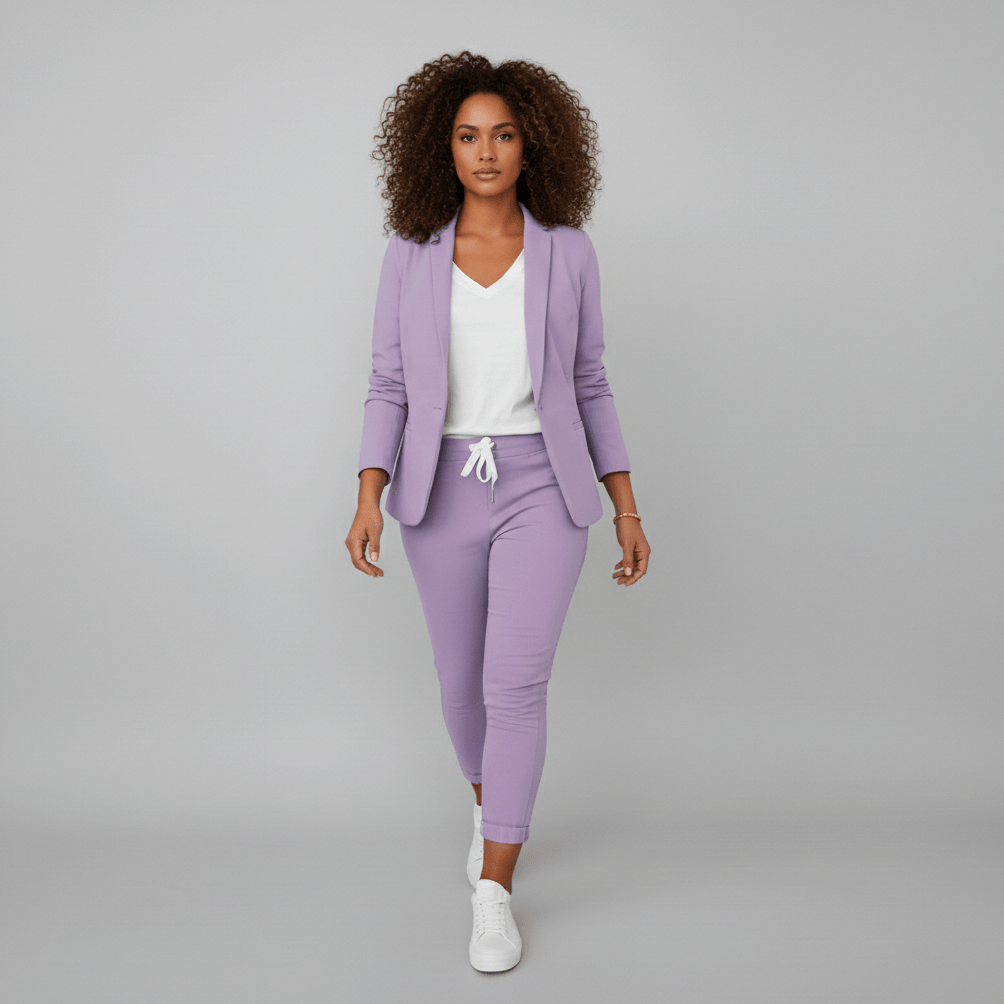 Zoya Two Piece Set Blazer and Jogger Pants for Women - Lavender Purple
