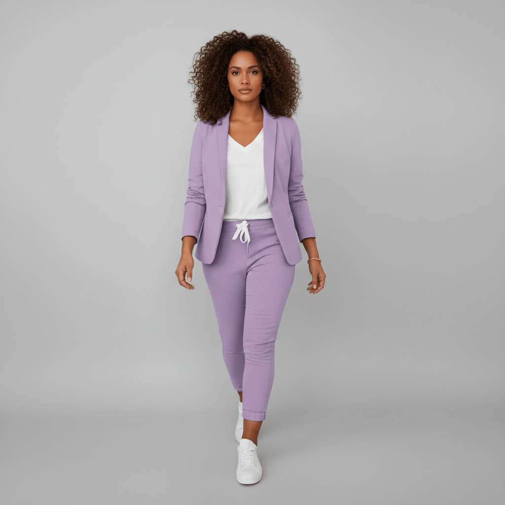 Zoya Two Piece Set Blazer and Jogger Pants for Women - Lavender Purple